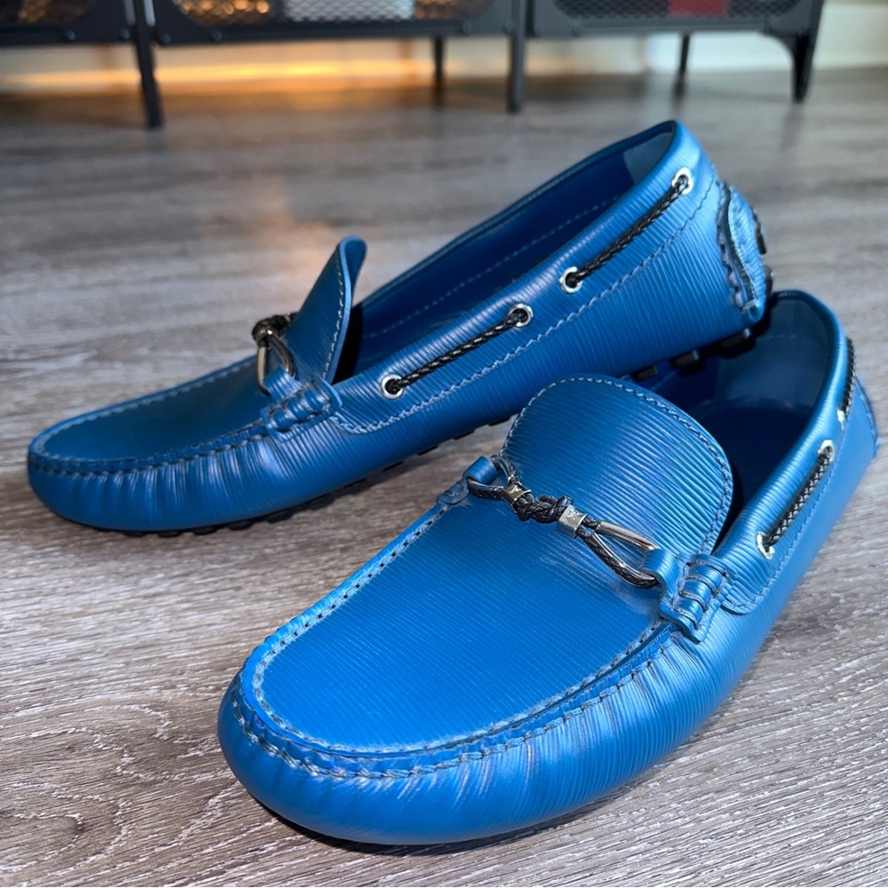 Louis Vuitton Men's Blue Epi Leather Hockenheim Moccasin Shoes - US Size 9.5